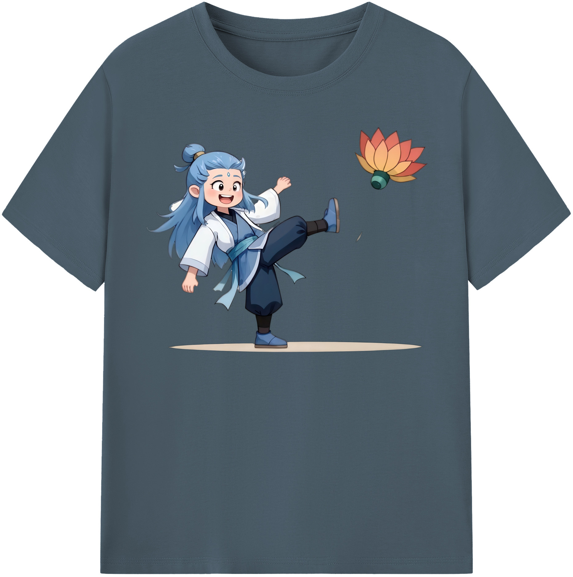 （画像用） Ne Zha 2 ナタ 魔童の大暴れ 綿100％半袖Tシャツ（フロントプリント）